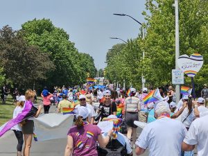 People marching in the Ajax Pride Parade